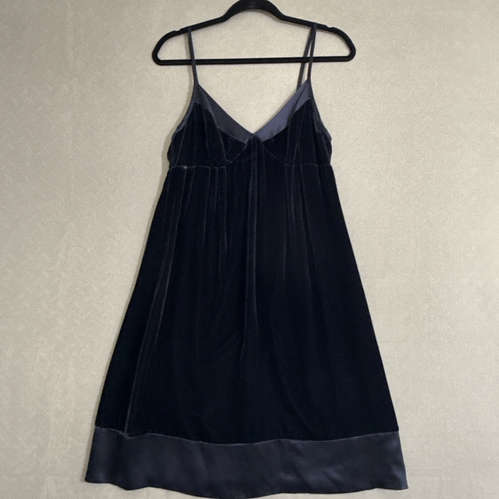 Y2k Navy Velvet Babydoll Dress GAP Formal Whimsigoth Dark Coquette Stargirl Boho